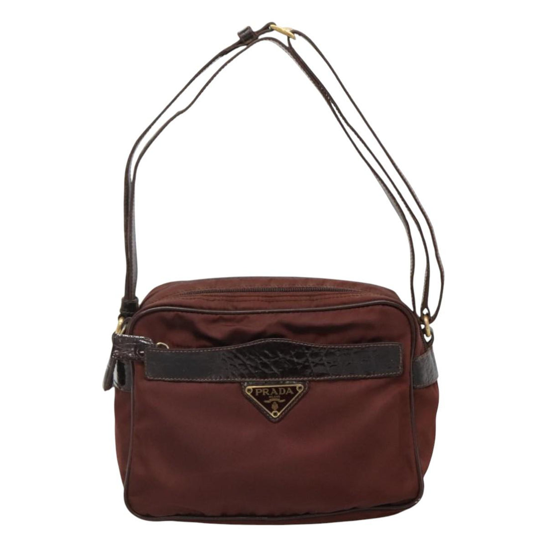 Re-Nylon Synthetic Shoulder Bag with Adjustable Strap and Metal Fittings
