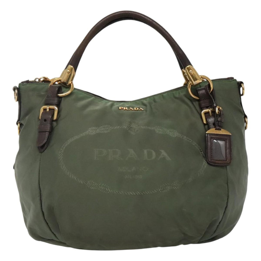 Logo Jacquard Synthetic Shoulder Bag with Name Tag and Adjustable Strap