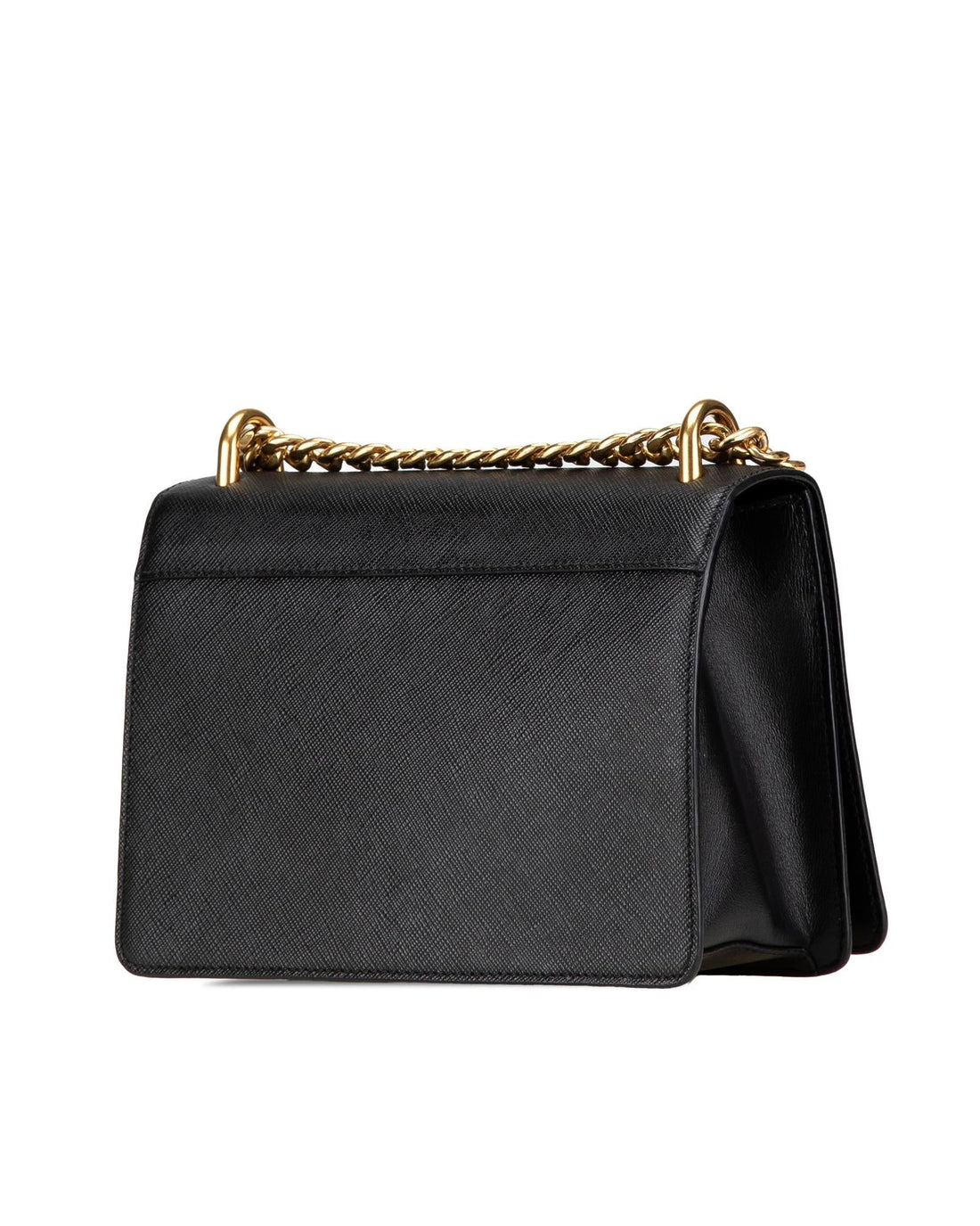 Saffiano Leather Crossbody Bag with Chain Strap and Snap Closure