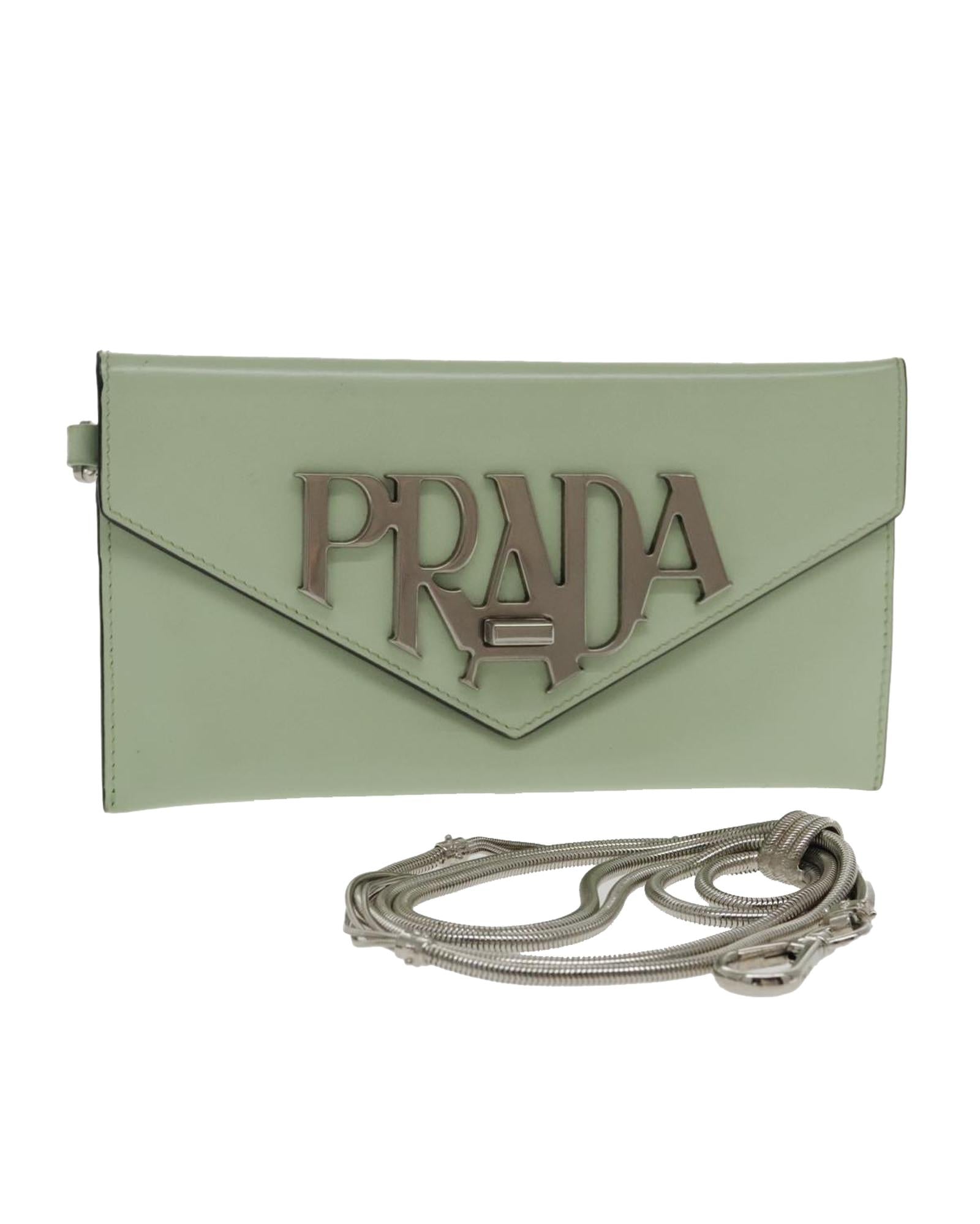 Chain Long Leather Wallet with Silver Accents