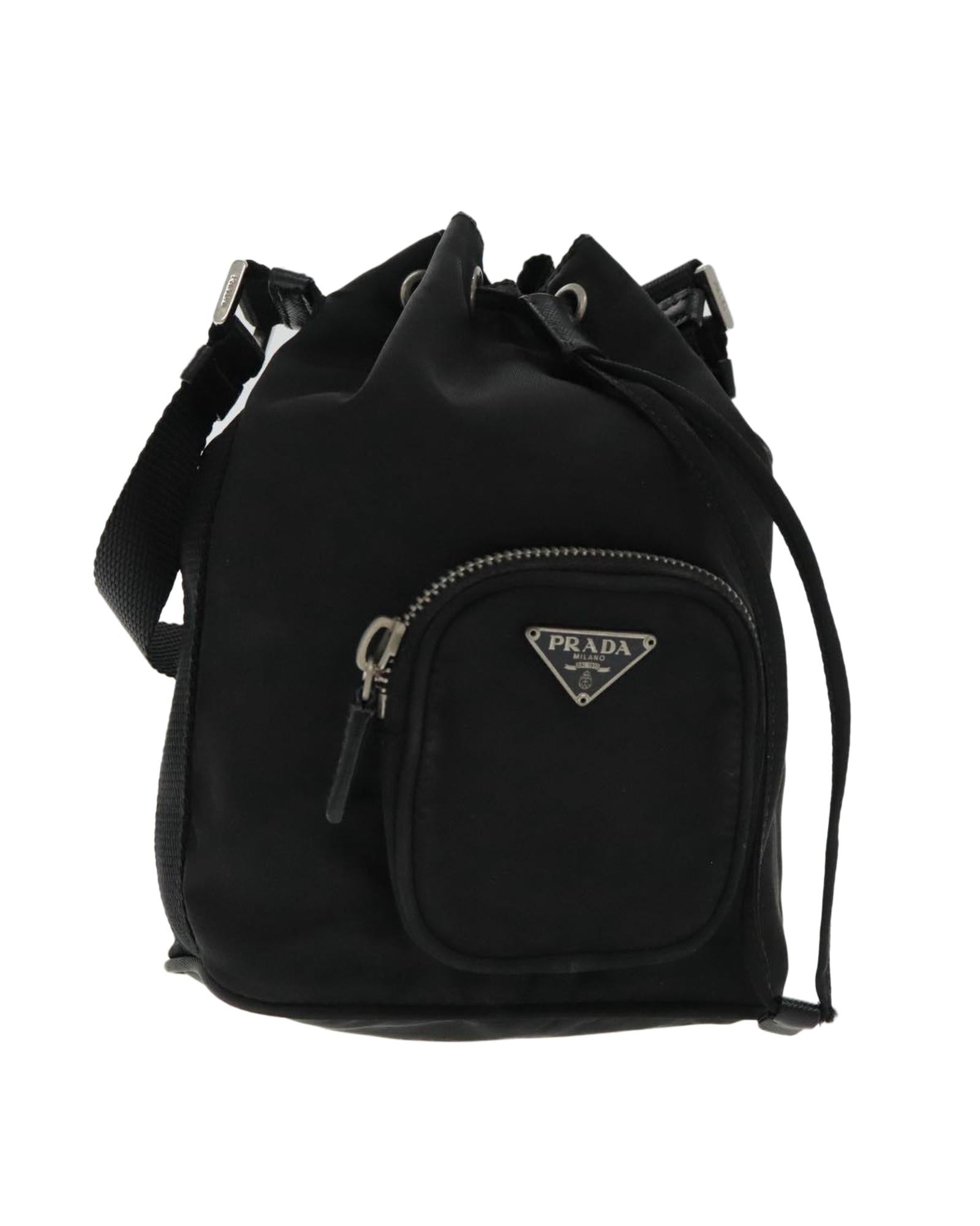 Nylon Hand Bag with Silver Hardware