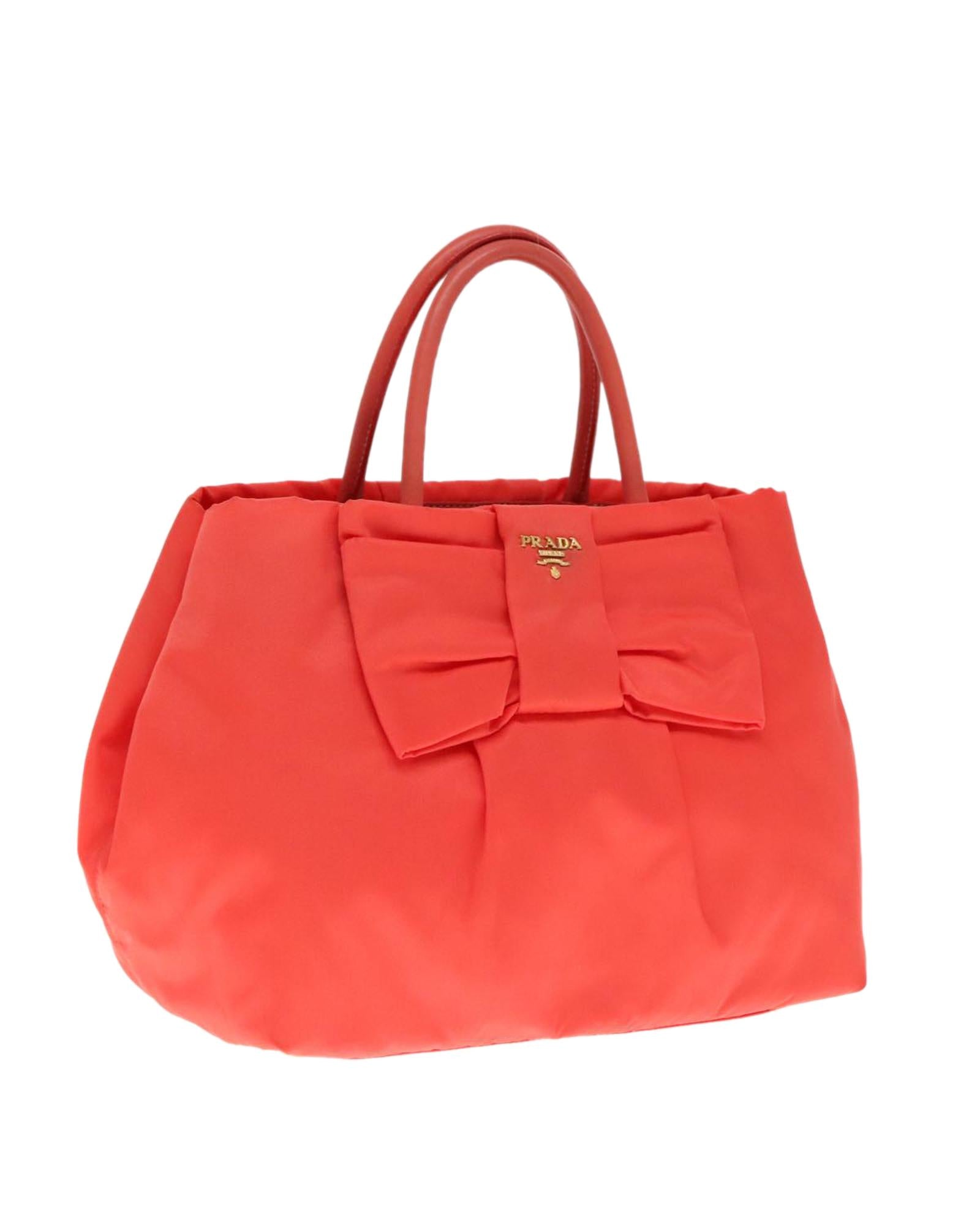 Nylon Hand Bag with Gold Accents