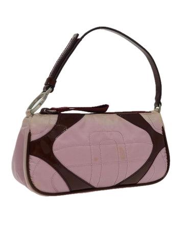 Nylon Leather Accessory Pouch with Silver Hardware