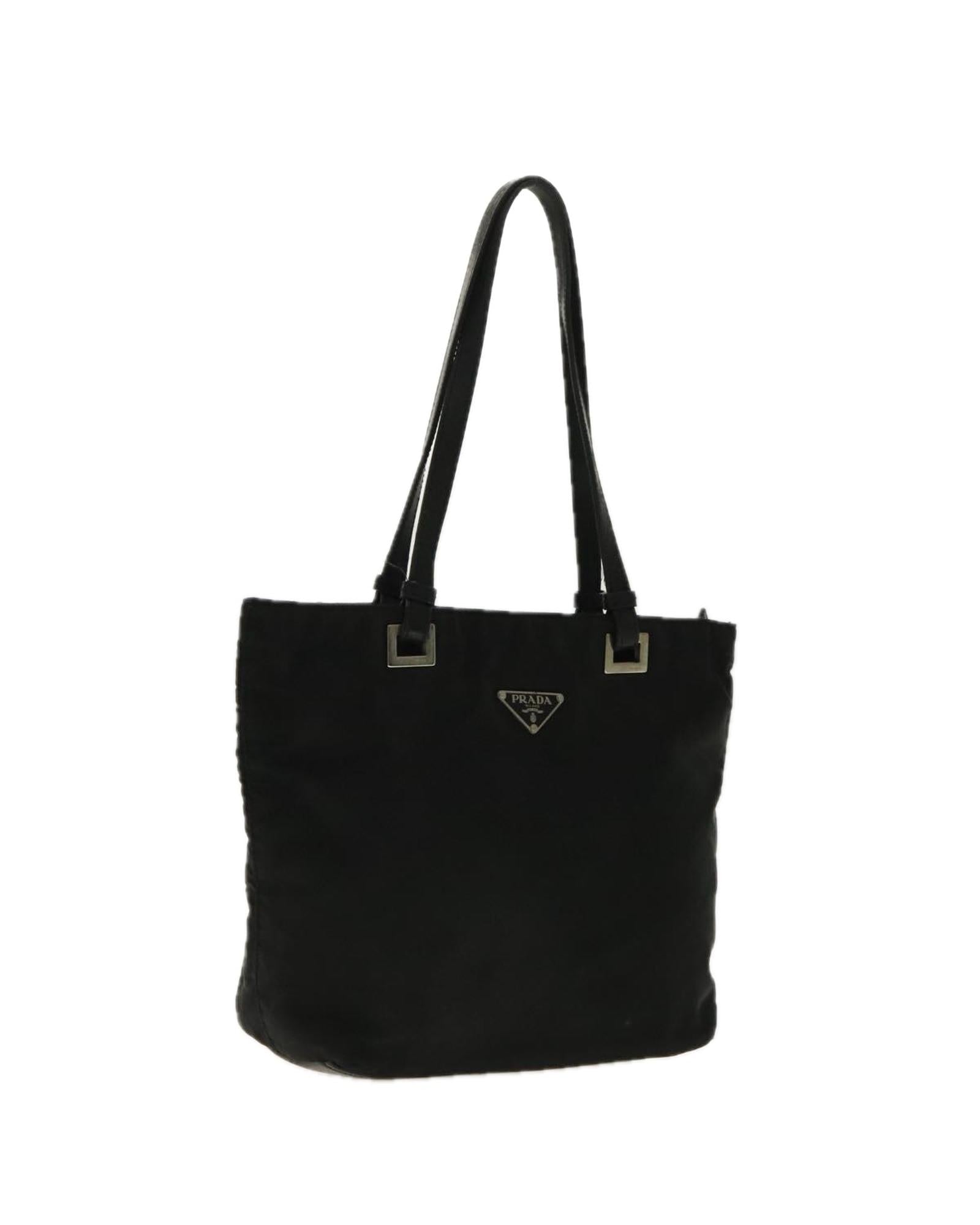 Nylon Hand Bag with Silver Accents