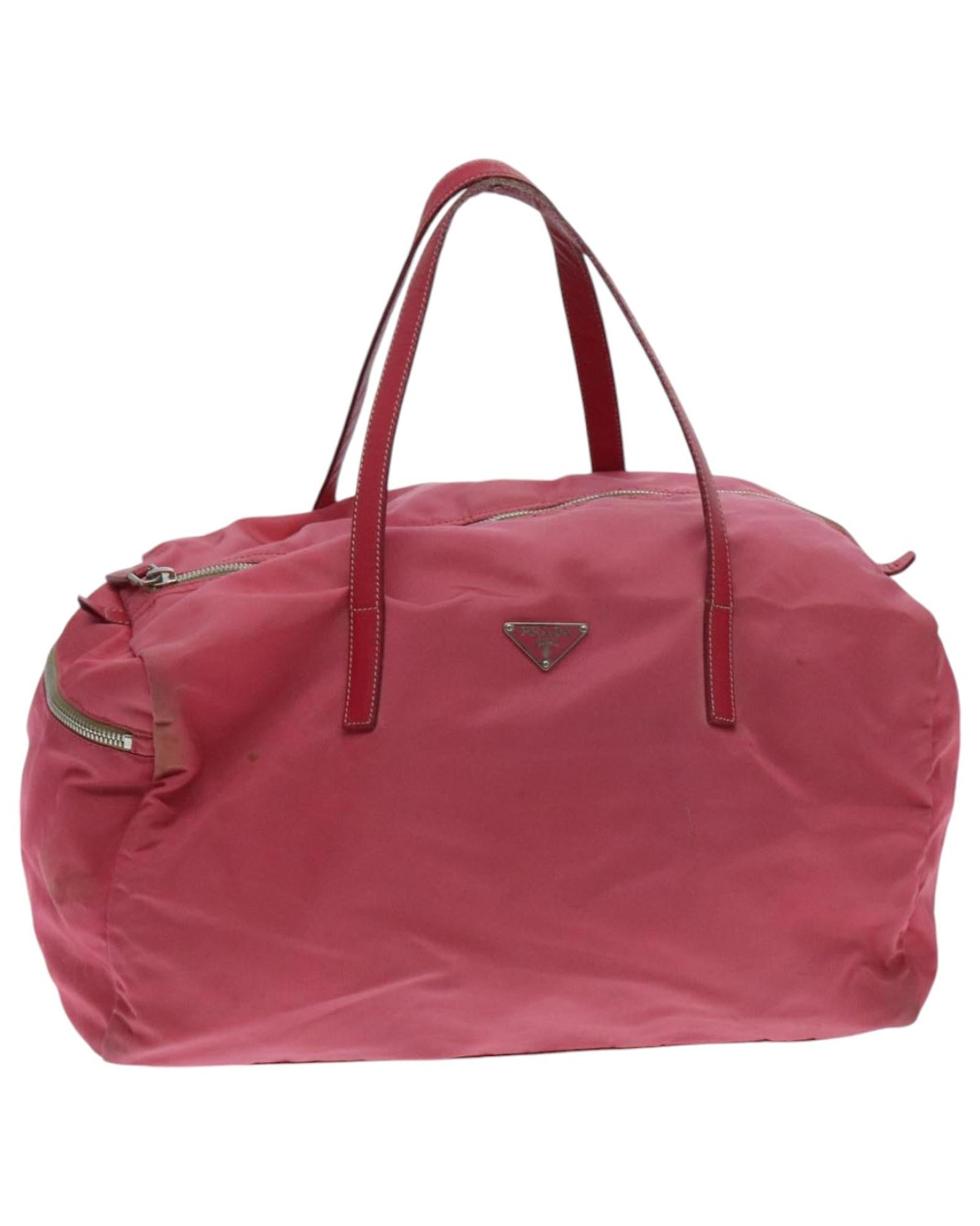 Nylon Boston Bag with Silver Hardware