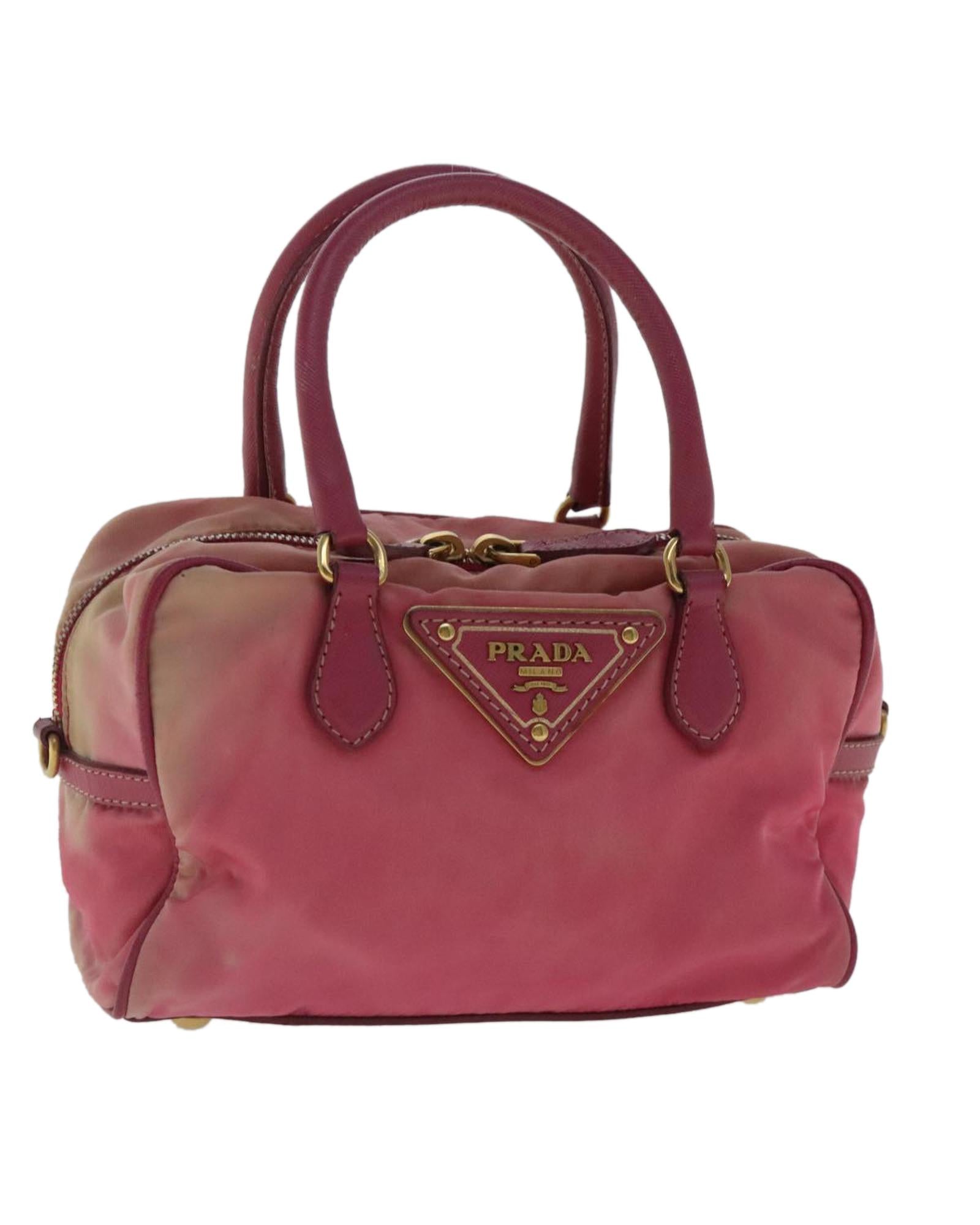 Nylon Handbag with Gold Accents