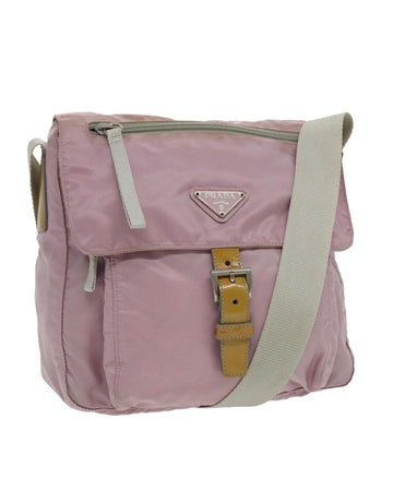 Nylon Shoulder Bag with Silver Hardware