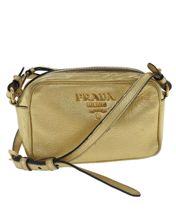 Leather Shoulder Bag with Gold Accents