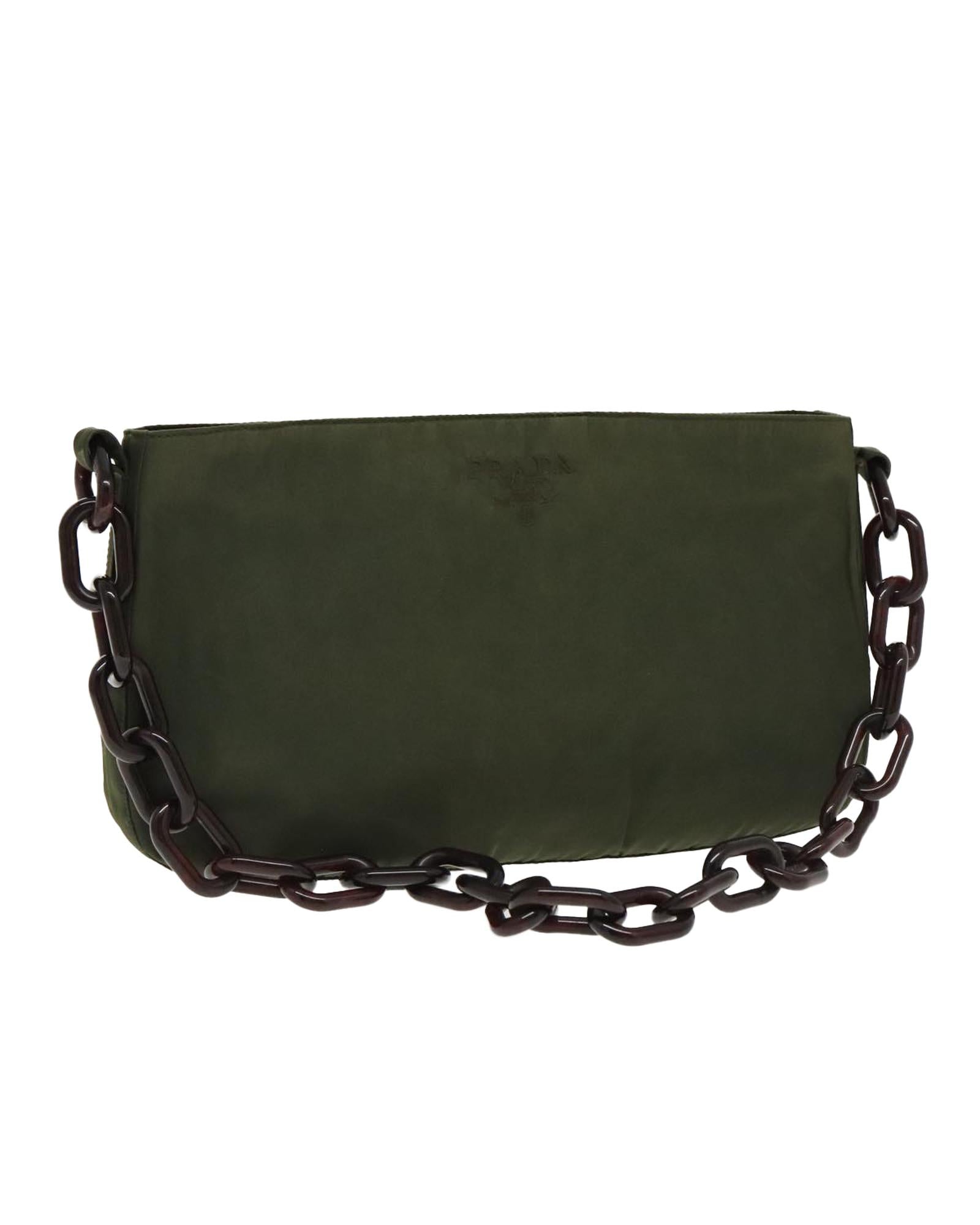 Nylon Shoulder Bag with Silver Hardware