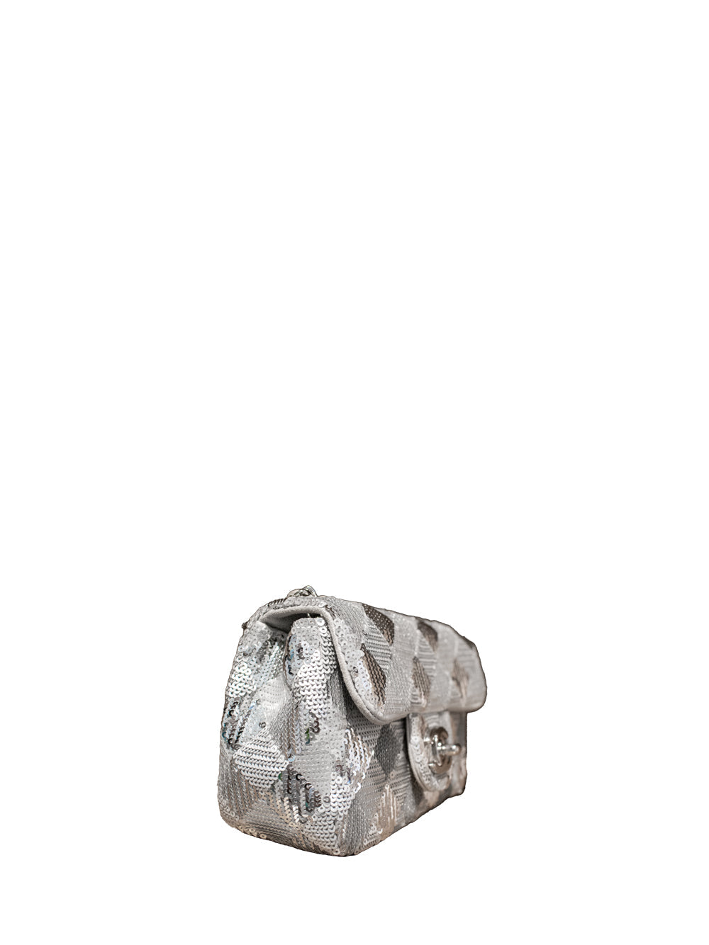 CHANEL Silver Sequin Mini Flap