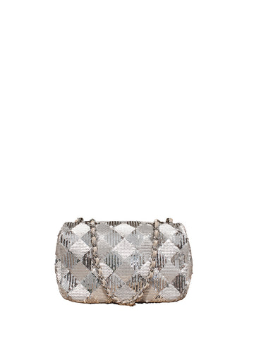 CHANEL Silver Sequin Mini Flap
