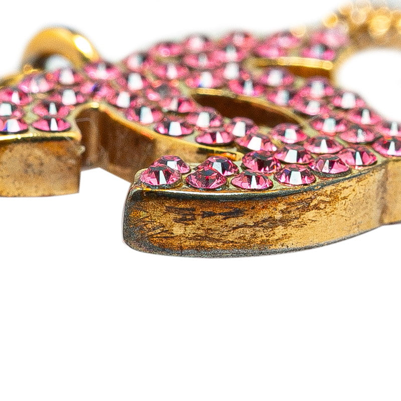 Chanel Rhinestone CC Logo Pendant Necklace Metal Necklace in Good condition