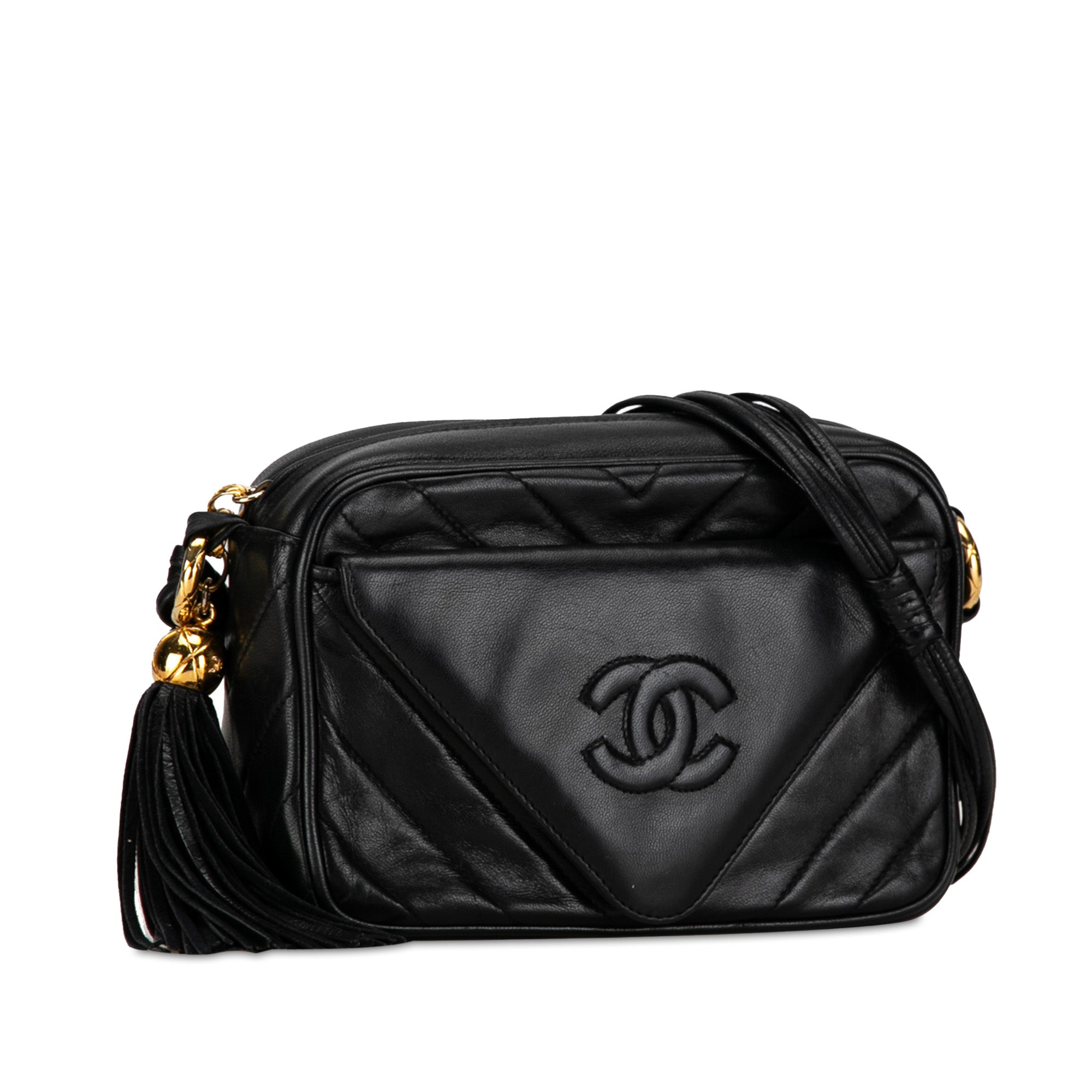 Chanel CC Quilted Lambskin Tassel Camera Bag