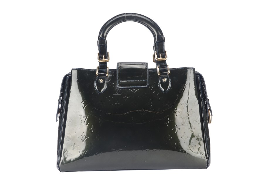 LOUIS VUITTON BLEU NUIT MONOGRAM VERNIS MELROSE AVENUE TOTE GOLD HARDWARE NO DUST COVER