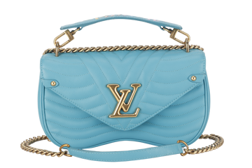 LOUIS VUITTON NEW WAVE CHAIN BAG MM (M51946) BLUE CALFSKIN GOLD HARDWARE NO DUST COVER