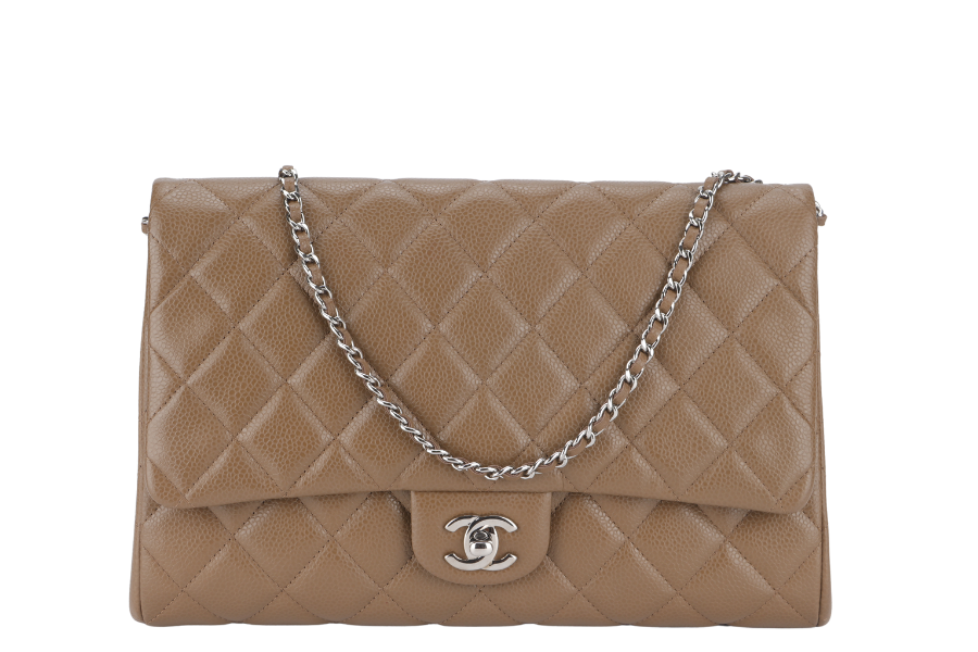 CHANEL CLASSIC CLUTCH (1846xxxx) WITH CHAIN BROWN CAVIAR SILVER HARDWARE NO  AND NO DUST COVER