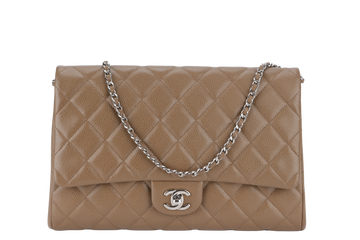 CHANEL CLASSIC CLUTCH (1846xxxx) WITH CHAIN BROWN CAVIAR SILVER HARDWARE NO  AND NO DUST COVER