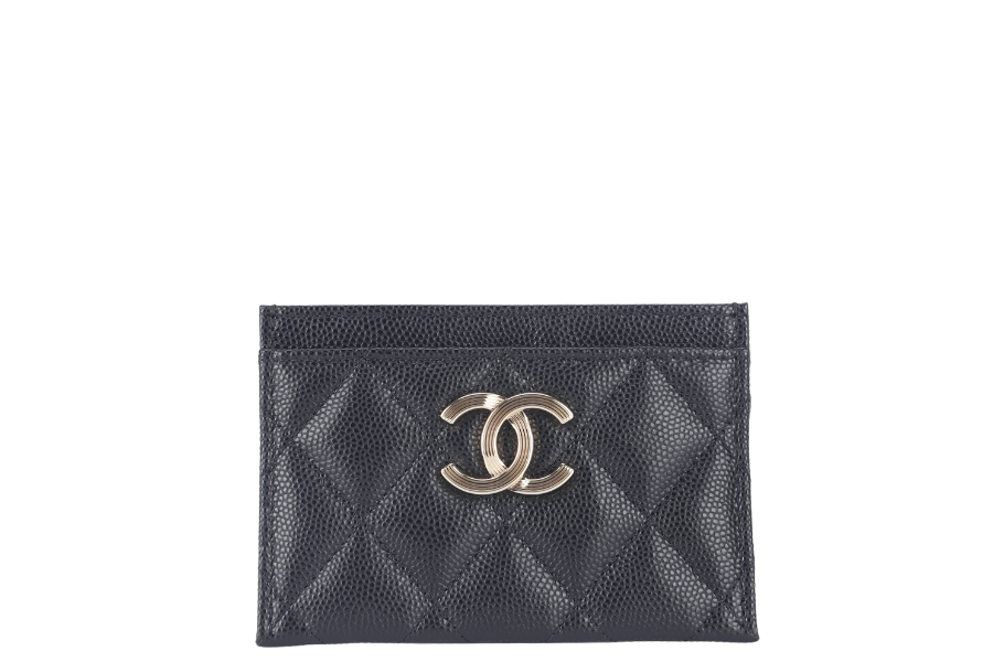 CHANEL BLACK CAVIAR  CASE MICROCHIP (X6XPxxxx) LIGHT GOLD HARDWARE WITH DUST COVER AND BOX