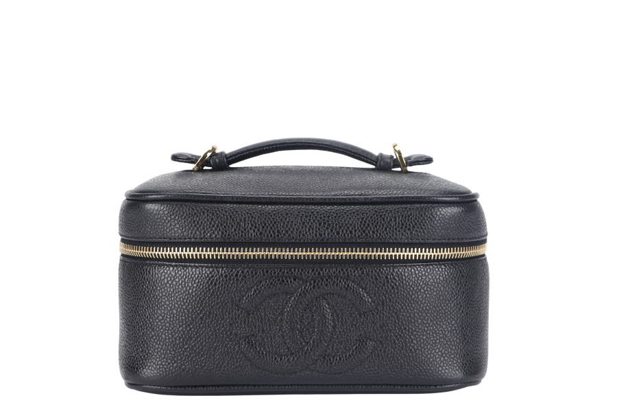 CHANEL VANITY CASE (351xxxx) CAVIAR LEATHER GOLD HARDWARE WITH DUST COVER NO STRAPS