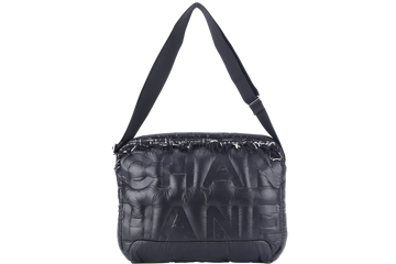 CHANEL DOUDOUNE CROSSBODY (2654xxxx) BLACK NYLON SILVER HARDWARE WITH  AND DUST COVER