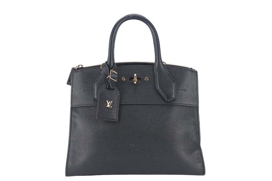 LOUIS VUITTON TAURILLON CITY STEAMER PM BLACK GOLD HARDWARE WITH STRAPS NO DUST COVER