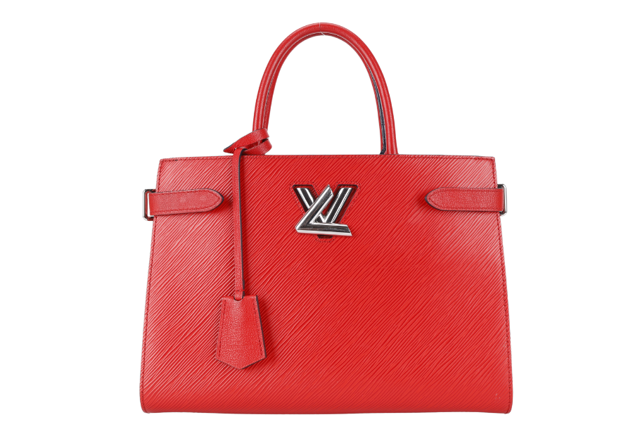 LOUIS VUITTON M54811 RED EPI LEATHER TWIST TOTE BAG SILVER HARDWARE WITH DUST COVER AND BOX