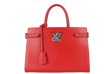 LOUIS VUITTON M54811 RED EPI LEATHER TWIST TOTE BAG SILVER HARDWARE WITH DUST COVER AND BOX
