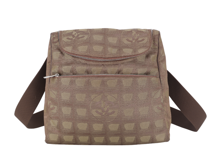 CHANEL SPORTS LINE BACKPACK (705xxxx) GREEN CANVAS SILVER HARDWARE WITH  AND DUST COVER