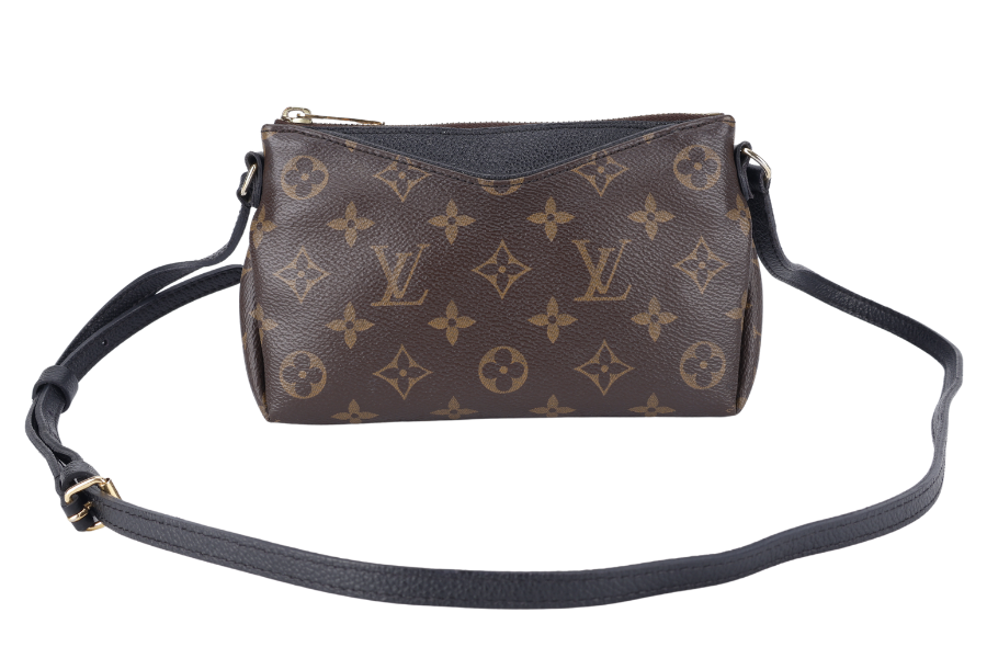LOUIS VUITTON PALLAS CLUTCH BB (M41639) MONOGRAM CANVAS WITH BLACK LEATHER GOLD HARDWARE NO DUST COVER