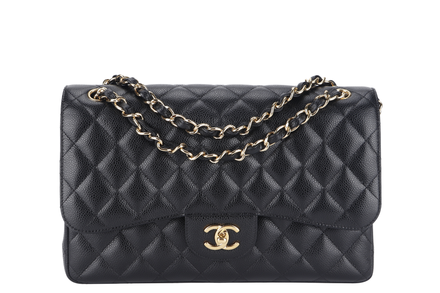 CHANEL CLASSIC FLAP JUMBO (1932xxxx) BLACK GOLD HARDWARE WITH DUST COVER AND BOX