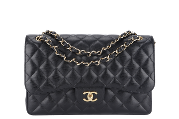 CHANEL CLASSIC FLAP JUMBO (1932xxxx) BLACK GOLD HARDWARE WITH DUST COVER AND BOX