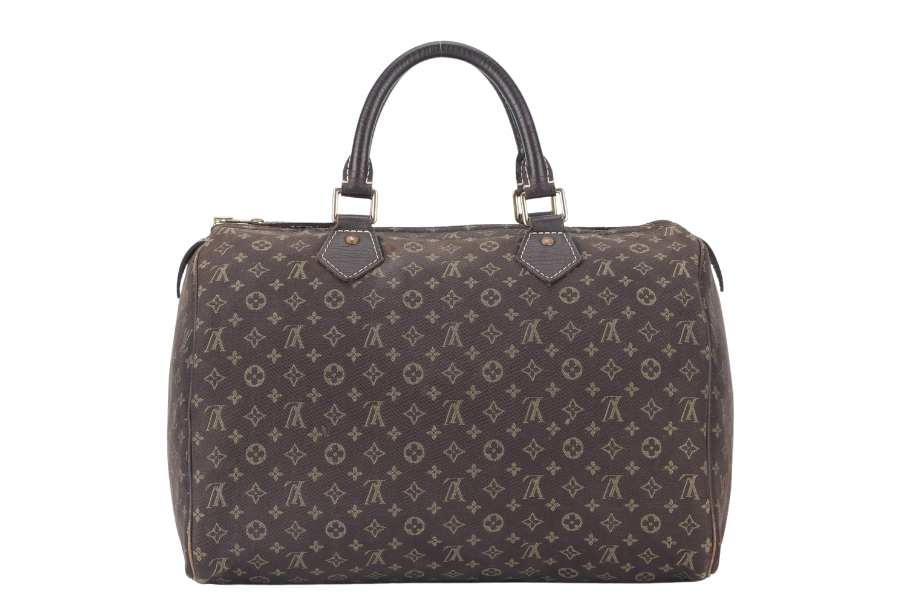 LOUIS VUITTON SPEEDY 30 (M95224) BROWN MINI LIN GOLD HARDWARE WITH DUST COVER