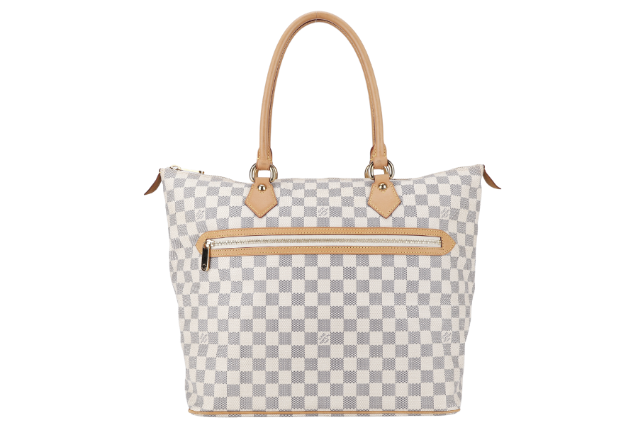 LOUIS VUITTON SALEYA GM DAMIER AZUR SHOULDER BAG CANVAS GOLD HARDWARE DU1067 NO DUST COVER