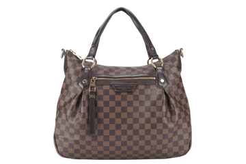 LOUIS VUITTON EVORA DAMIER EBENE CANVAS GOLD HARDWARE WITH STRAPS AND DUST COVER