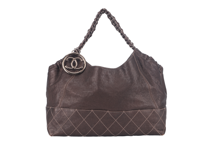 CHANEL COCO CABAS (1167xxxx) METALLIC LEATHER BRONZE HARDWARE NO DUST COVER