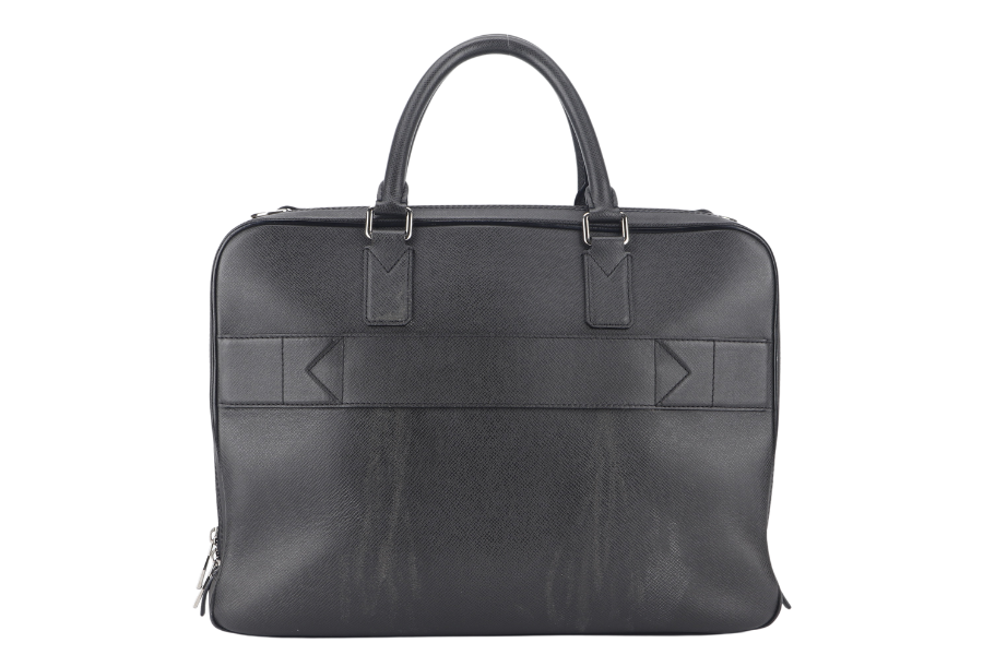 LOUIS VUITTON GREY TAIGA LEATHER DOCUMENT BAG WITH DUST COVER, LOCK&KEYS