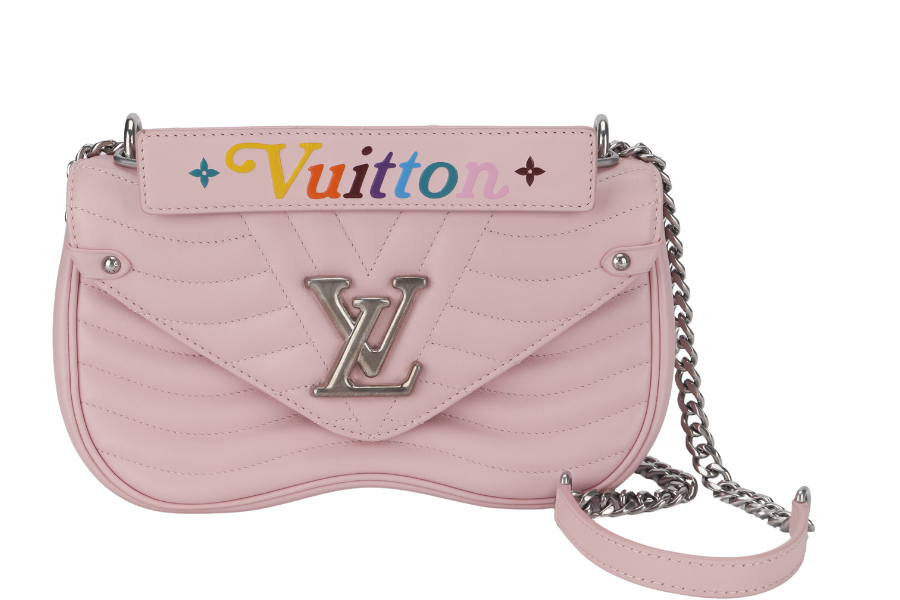 LOUIS VUITTON NEW WAVE CHAIN BAG MM (M51944) PINK CALFSKIN SILVER HARDWARE WITH DUST COVER
