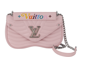 LOUIS VUITTON NEW WAVE CHAIN BAG MM (M51944) PINK CALFSKIN SILVER HARDWARE WITH DUST COVER