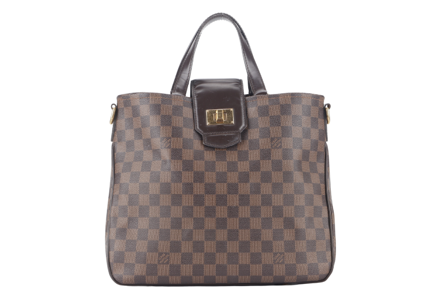 LOUIS VUITTON ROSEBERY CABAS (N41177) DAMIER EBENE CANVAS GOLD HARDWARE WITH DUST COVER AND STRAPS