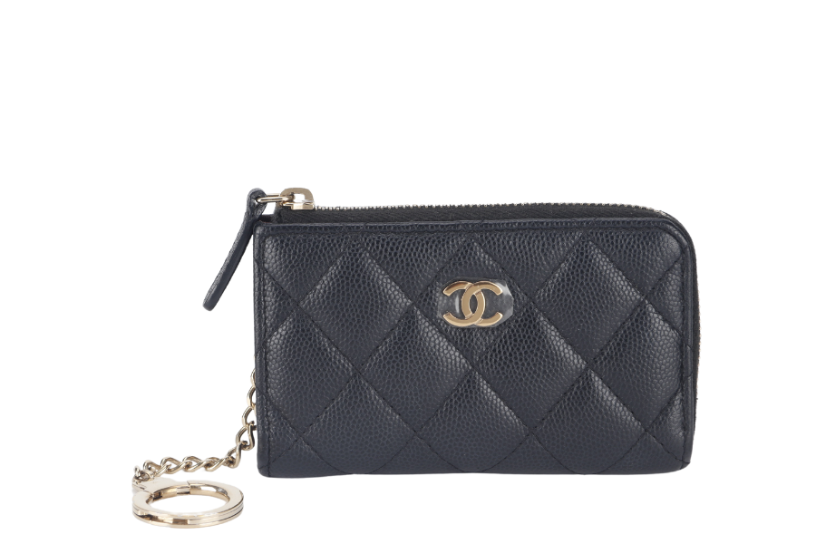 CHANEL L SHAPE ZIPPY  HOLDER (2836xxxx) BLACK CAVIAR LGHW NO  WITH BOX