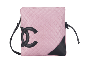 CHANEL CAMBON SHOULDER BAG (910xxxx) PINK CALF LEATHER SILVER HARDWARE WITH