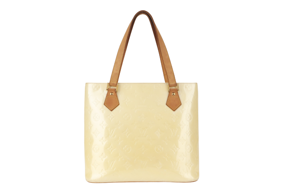 LOUIS VUITTON HOUSTON TOTE BAG (M92342) IVORY PERLE VERNIS LEATHER GOLD HARDWARE WITH DUST COVER