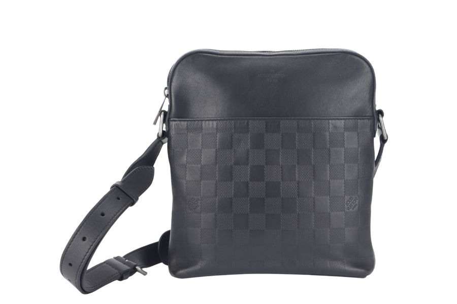 LOUIS VUITTON INFINI DISTRICT (N23355) BLACK DAMIER SILVER HARDWARE CROSSBODY WITH DUST COVER