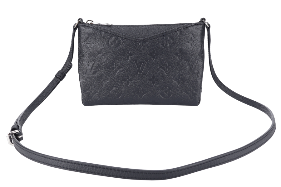 LOUIS VUITTON PALLAS CLUTCH BB (R98570) BLACK MONOGRAM EMPREINTE SILVER HARDWARE NO DUST COVER