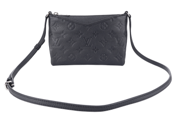 LOUIS VUITTON PALLAS CLUTCH BB (R98570) BLACK MONOGRAM EMPREINTE SILVER HARDWARE NO DUST COVER