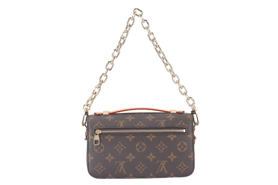 LOUIS VUITTON POCHETTE METIS (M46279) EAST WEST MONOGRAM WITH STRAPS, CHAIN, DUST COVER AND BOX