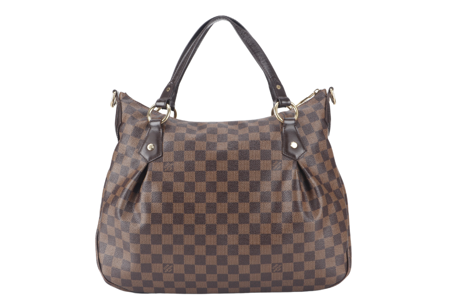 LOUIS VUITTON EVORA DAMIER EBENE CANVAS GOLD HARDWARE WITH STRAPS AND DUST COVER