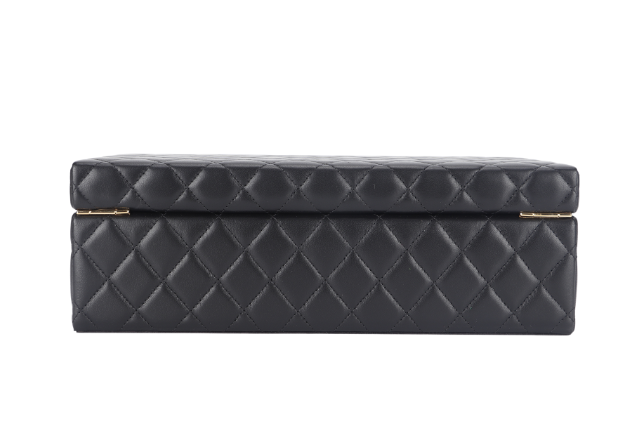 CHANEL BLACK VANITY CASE LIMITED EDITION (2500xxxx) RARA HOME DECOR COSMETIC JEWELRY BOX WITH DUST COVER AND BOX