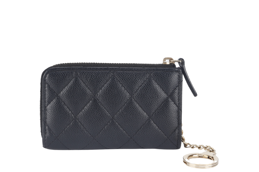 CHANEL L SHAPE ZIPPY  HOLDER (2836xxxx) BLACK CAVIAR LGHW NO  WITH BOX