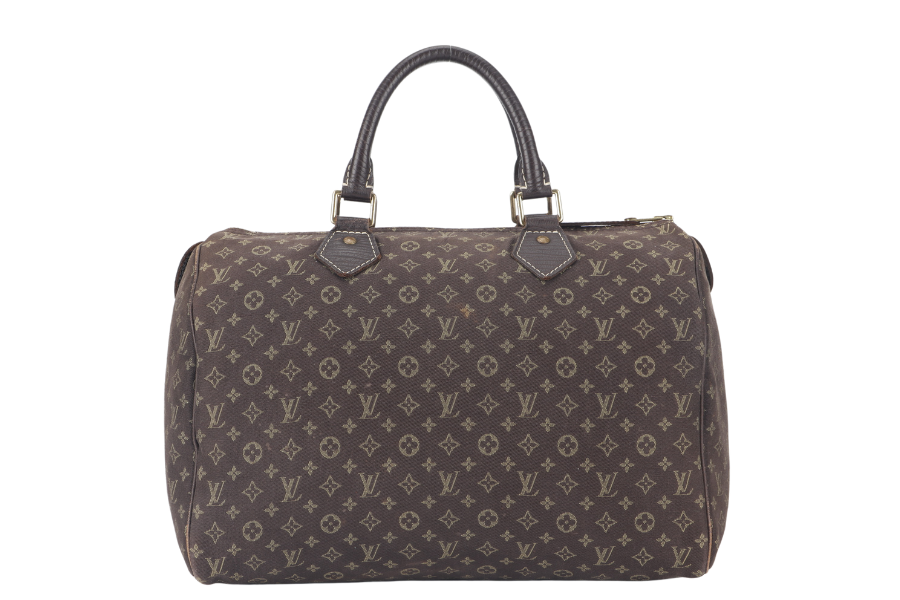 LOUIS VUITTON SPEEDY 30 (M95224) BROWN MINI LIN GOLD HARDWARE WITH DUST COVER